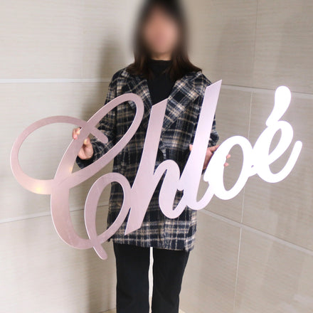 Acrylic Wedding Welcome Sign Custom Text Laser Cut Rose Gold Mirror Acrylic for Party and Big Size Laser Cut Names