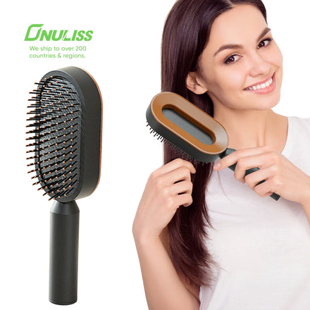 Air Cushion Detangler Massage Comb Self Cleaning Hair Brush Dry for Women