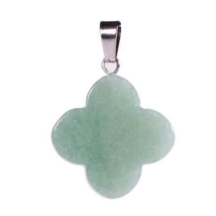 Stainless Steel Chains Feng Shui Lucky Jade Stone Natural Gemstone Crystal Four Leaf Clover Necklace for Women Men