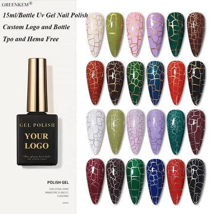 Custom 15ml/Bottle OEM Nail Arts Designs Uv Gel Crack Gel Nail Polish Professional Crackle Paint Nail Gel