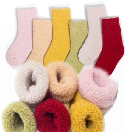 Thermal Winter Socks Black Terry Boot Solid Cozy Toddler Cushioned Kids Winter Socks pink Camel Wool Socks