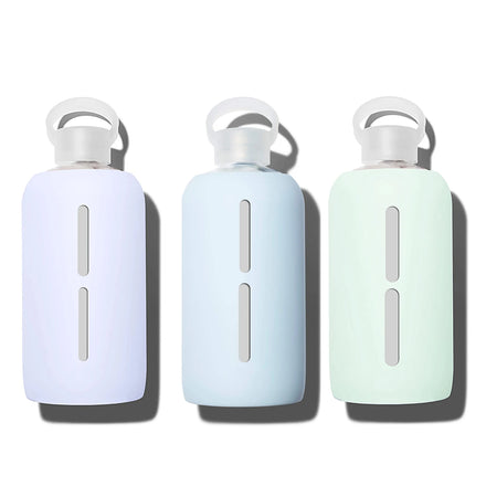 Glass Water Bottle for Travel Bag Gym - Dishwasher Safe - Removable Silicone Sleeve - BPA Free Water Bottle with Silicone Sleeve
