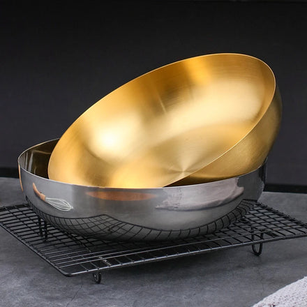 Luxury Sliver and Golden Plated Round Shape 304 Stainless Steel Food Serving Bowls Fruit Salad Bowl for Personalized