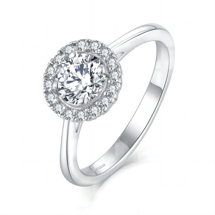 925 Sterling Silver D Color 0.8Ct VVS Moissanite Engagement Ring Simple White Gold Wedding Ring for Women