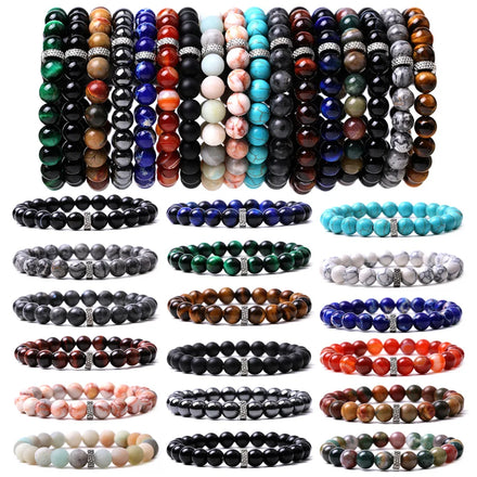 Bestone 8MM Cheap Natural 7 Seven Chakra Amethyst Bracelets Gemstone Beads for Woman Yoga Healing