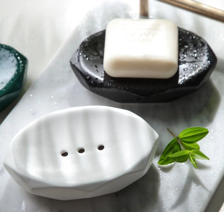 Modern Ceramic Self-Draining Double Layer Two-Piece Eco-Friendly Soap Dish with Drain for Bathroom Shower Kitchen Sink