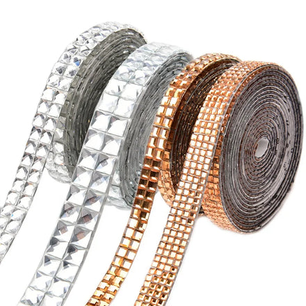 Glitter Square Glass Rhinestone Sticker Trim Hot Fix Strass Crystal Ribbon Applique Mesh for Car Household Clothes Decoration