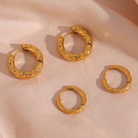 Irregular Hammered Huggie Hoop Earrings PVD Gold Plated Fashion Jewelry 2023 Stainless Steel Earrings