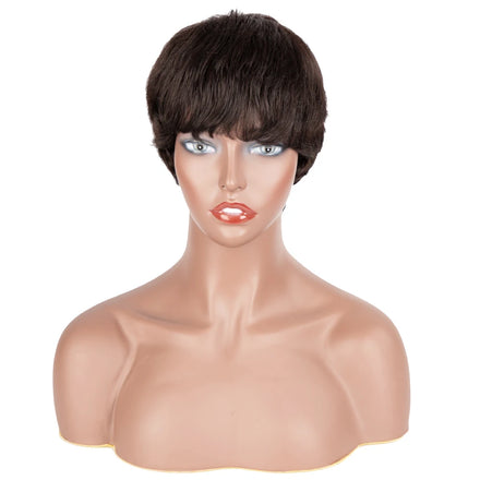 Noble Natural Color Short Pixie Cut Brazilian Human Hair Wig With Bangs 100% Human Hair Natural Wave Wigs for Black Women