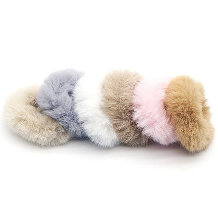 Elastic Hair Bands Winter Cute Furry Color Women Hair Rope Fluffy Ties Scrunchies