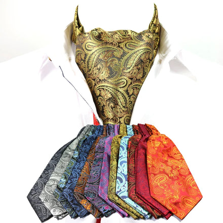 Wholesale Male Wedding Accessory Jacquard Woven Paisley Floral Scarf Self Necktie Men Ascot Tie Cravat