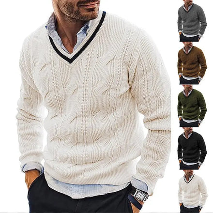 Fashion Sweater Men Pullover Autumn Winter V-Neck Soft Warm Sweater Jumper Knitted Sweaters