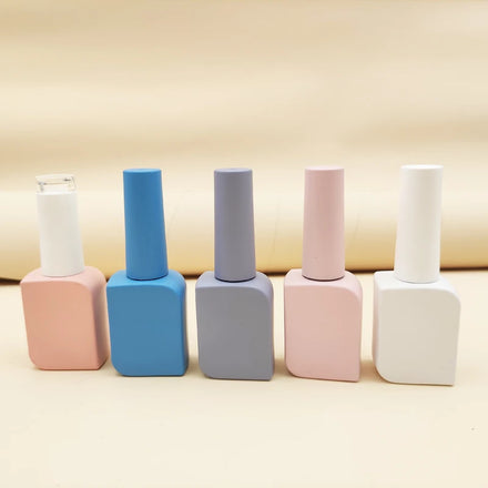 Custom Empty square 10ml 15ml 20ml Glass Bottle With Plating Cap for Gel Nail Polish