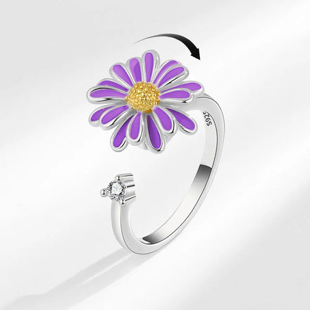 Wholesale Flower Finger Ring Crystal Zircon Rotating Ring for Women Anti-stress Anxiety Fidget Spinner Ring