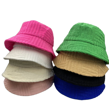 8 Colors Fashion Men Women Fisherman Sun Cap Stripe Winter Fall Dress Fisherman Towling Terry Cloth Bucket Hat
