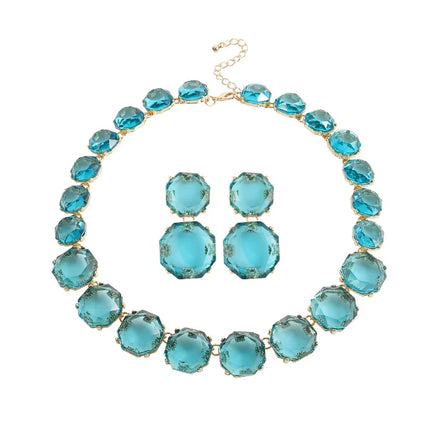 New Resin Necklace Earrings Set for Women Fashion Colorful Transparent Acrylic Embellished Necklace Bright Choker Jewelry