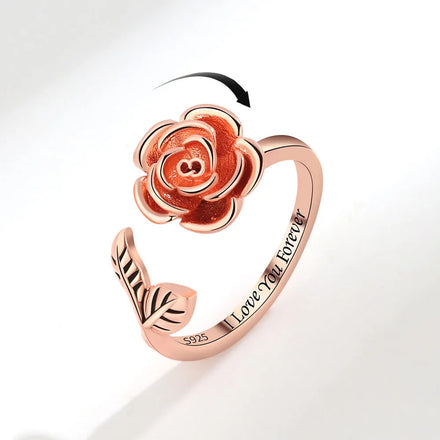 Fashion Rose Gold Flower Rings Adjustable Rose Rings for Women Anxiety Fidget Rings Valentine's Day Jewelry Accessories
