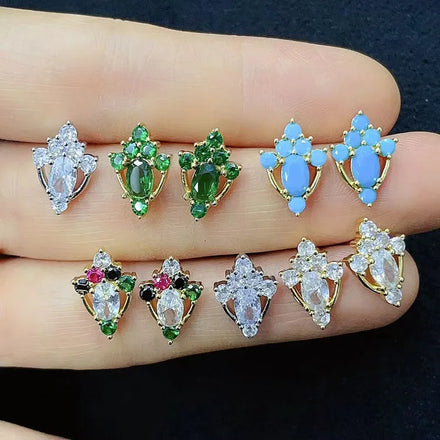 EC1903 Dainty 18k Gold Plated Cubic Zirconia CZ Pave Tulip Flower Studs Stud Earrings