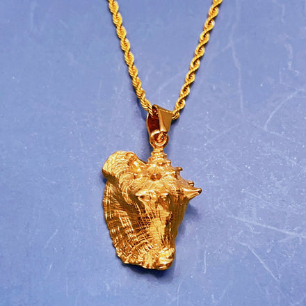 Fashionable Stainless Steel Long Chain PVD 18k Gold Plated Waterproof Jewelry Sea Charm Seashell Conch Necklaces for Women Men