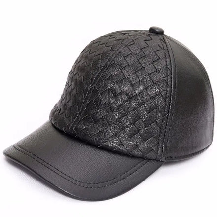 H551B Cowhide Leather Caps Outdoor Leisure Hats Adjustable Visor Hats Leather Hat Patches
