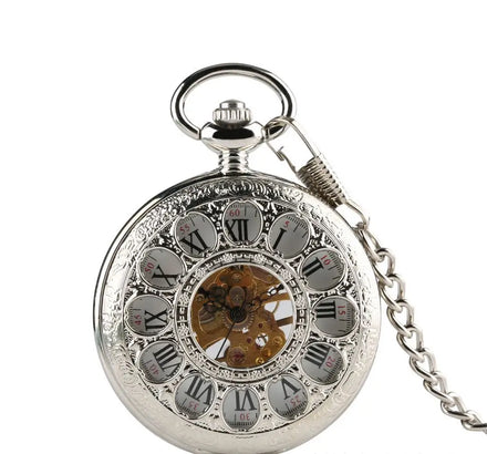 Hollow Wind Mechanical Watches Flower Manual Roman Mechanical Pocket Watches