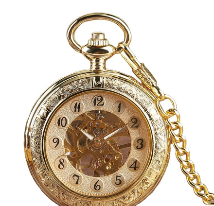 Weflourish Hollow Wind Mechanical Watches Glass Manual Roman Mechanical Pocket Watches