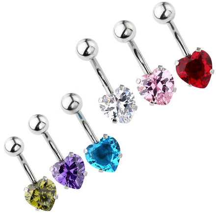 Fashion CZ Belly Stud Navel Piercing Shining Shinning Color Heart Shape Zircon Belly Button Rings Women Piercing Jewelry