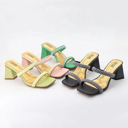 Y New Fashion Big Size Diamond High Thick Heels Sandals Europe and American Outside Heeled Shoes for Women and Ladies