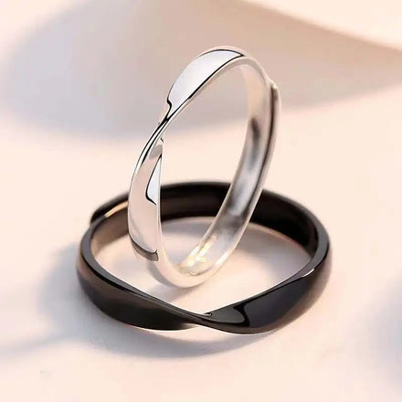2pcs/set Classic Minimalist Adjustable Mobius Couple Rings Wedding Ring Couple Engagement Jewelry Party Gift for Women Men