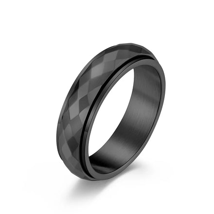 New Design 316L Stainless Steel Faceted Titanium Steel Ring Women Men JZ663