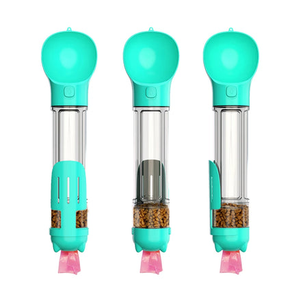 4 in 1 Multifunctional Hiking Walking Portable Outdoor Pet Food Container Poop Bags Dog Water Bottle