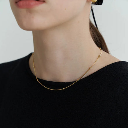 925 Sterling Silver Snake Chain Necklaces Basic Bead 18k Gold Necklace Fine Jewelry Chokers Necklaces for Women