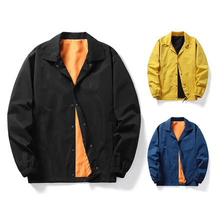 Practical Waterproof Lapel Collar Windbreaker Elastic Hem Men's Custom Logo Coach Jacket Manufacturer