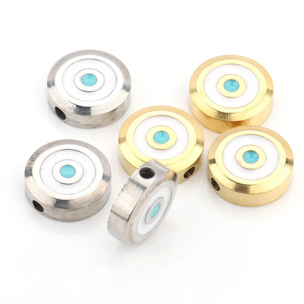 Polished Drip Oil Custom Stainless Steel Beads Enameled Jewellery Devil Eye Stainless Steel Bead