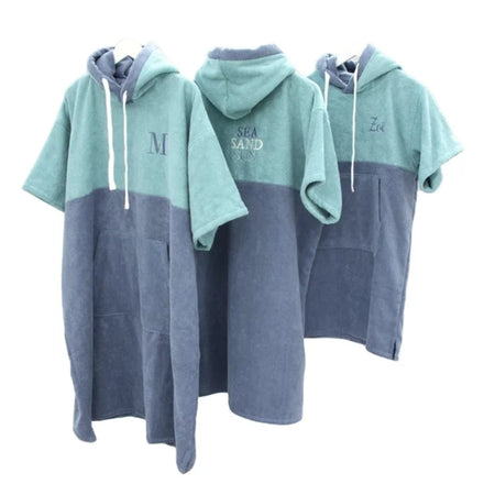 Custom logo OEM Adult Comfortable Soft Microfiber Swim Robe Hooded Beach Towel Swimming Surf Poncho