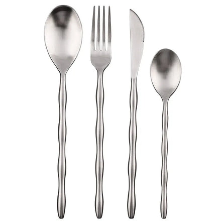 Olive Round Handle 304 Stainless Steel Cutlery Fork and Spoon Silverware Rose Gold Wedding Party Flatware Set