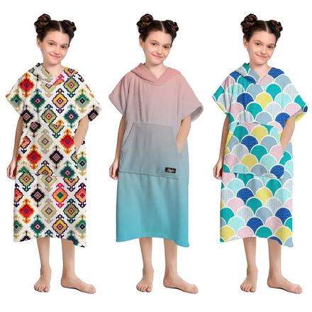 Have Stock Microfiber Factory Supplied Quick Dry and Portable Kids Hooded Beach Towel Toddler Beach Surf Poncho