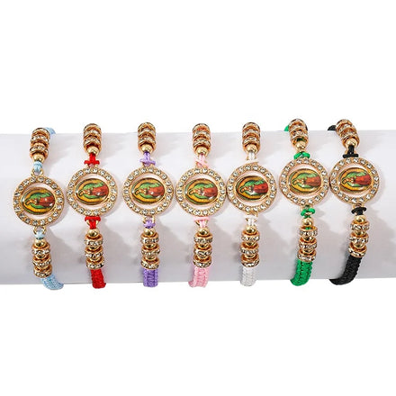 Handmade Multi Color Heart Charm Alloy Gold Plated Luxury Religious Rosary Saint Benedict Saint Jude Virgin Mary Women's
