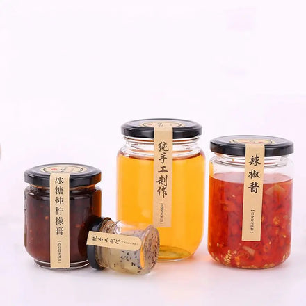 195ml 300ml 500ml 1000ml clear Round Shape Jam Peanut Butter Glass Jars With Lid