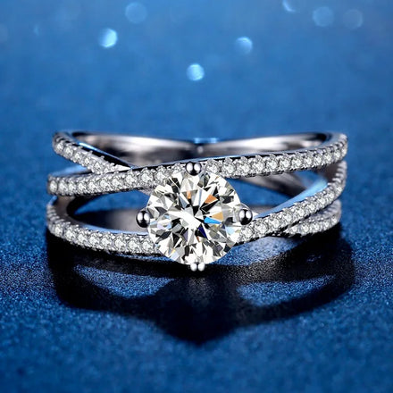 SC Popular Diamond Zircon Bridal Wedding Luxury Rings S925 Sterling Silver Rings Fashion 1CT Moissanite Rings for Women