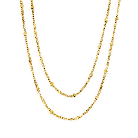 Fenny 18K PVD Plated Fashion Dainty Double Layered Bead Necklace Sweater Chain Stainless Steel Jewelry Wholesale