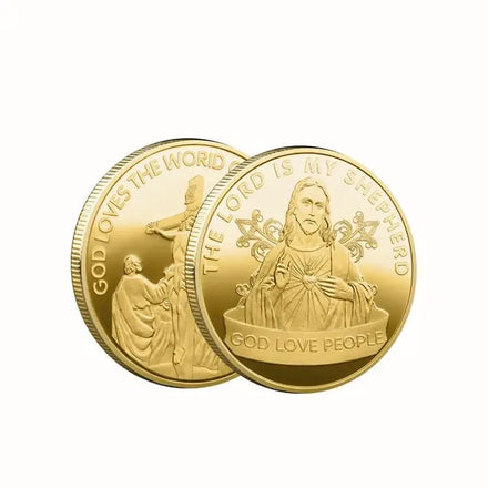 Commemorative Coin of Jesus 3D Relief Metal Commemorative Medal Lucky Badge Prayer Coin