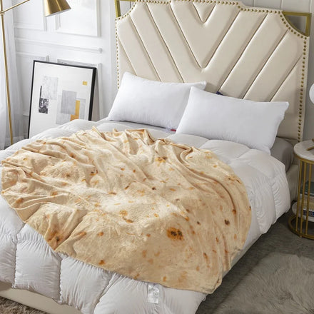 Adult Double Sided Plaid Tortilla Pizza Food Blanket Custom Giant Flour Wearable Throw Fleece Flannel Sherpa Blanket