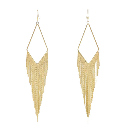Sparkly Chain Drop Statement Dangle Long Tassel Bridal Wedding Earrings for Women Girls