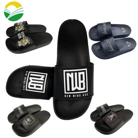 Oem Custom Black Slides Footwear Sandal PvcCustom Logo Slippers Men Plain Blank Slide SandalSlippers Custom Logo Sliders