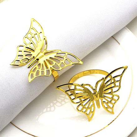 Ychon Butterfly Design Alloy Napkin Rings Holder with Gold Buckle for Hotel Tables Modern Style for Holiday Parties & Weddings