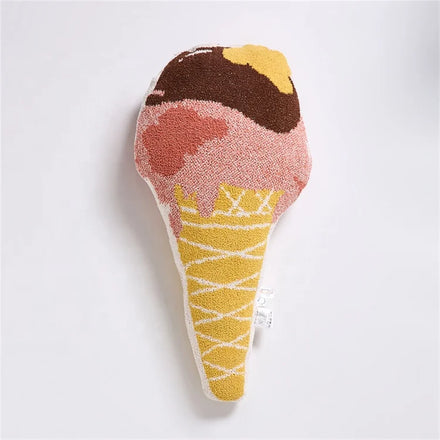 Soft Warm 100% Polyester Knitted Pillow Summer Cartoon Ice Cream Microfiber Knitted Pillow for Home Decor