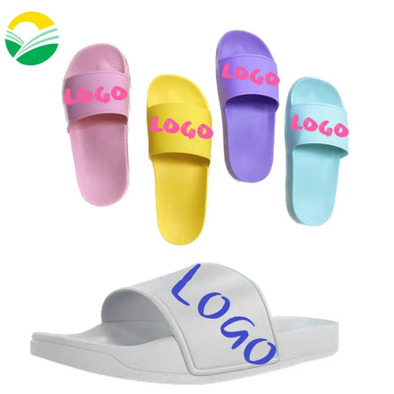 Custom Logo Printing Beach Summer Sandals Hot Unisex Pvc Slipper Embossed Men and Women Slide for Bathroom