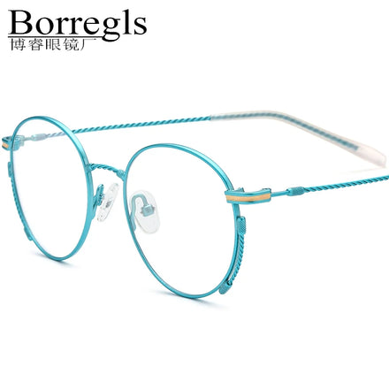 Borregls Titanium Glasses Frame Women New Brand Designer Lightweight Retro Round Eyeglasses Men Vintage Optical Eyewear 185719