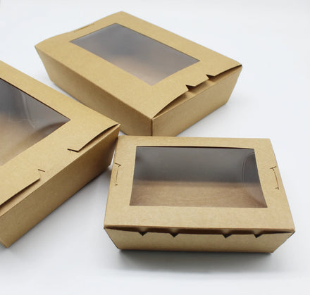 Biodegradable Kraft Paper Food Boxes with Round Window for Sushi Noodles & Baby Food-Customizable Size & Color